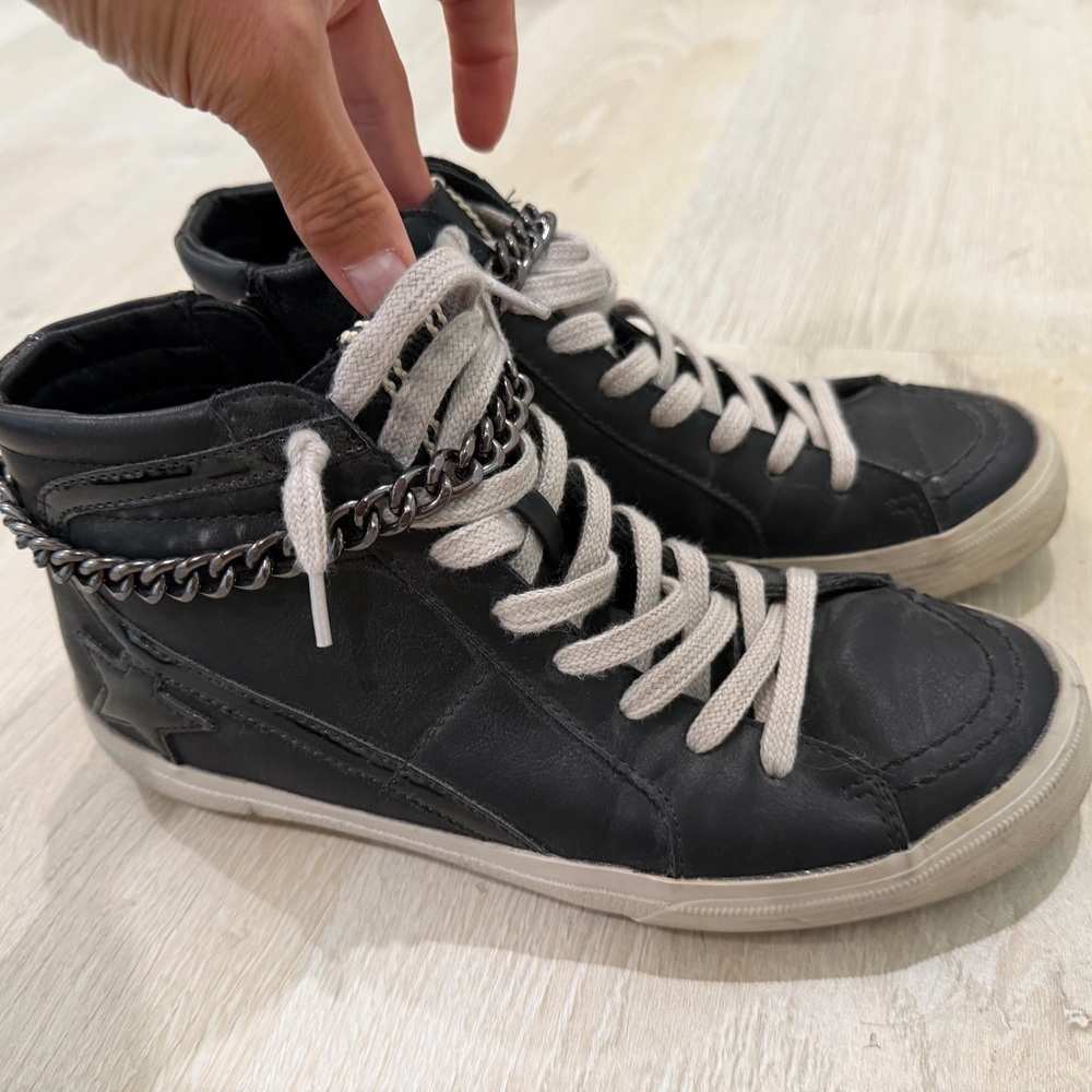 Black High-Top Sneakers with Chain Detail